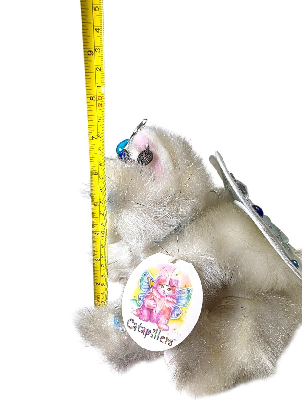 Vintage Catapillers Plush White Cat Toy with Pink Nose and Blue Eyes NWT - Picture 14 of 16